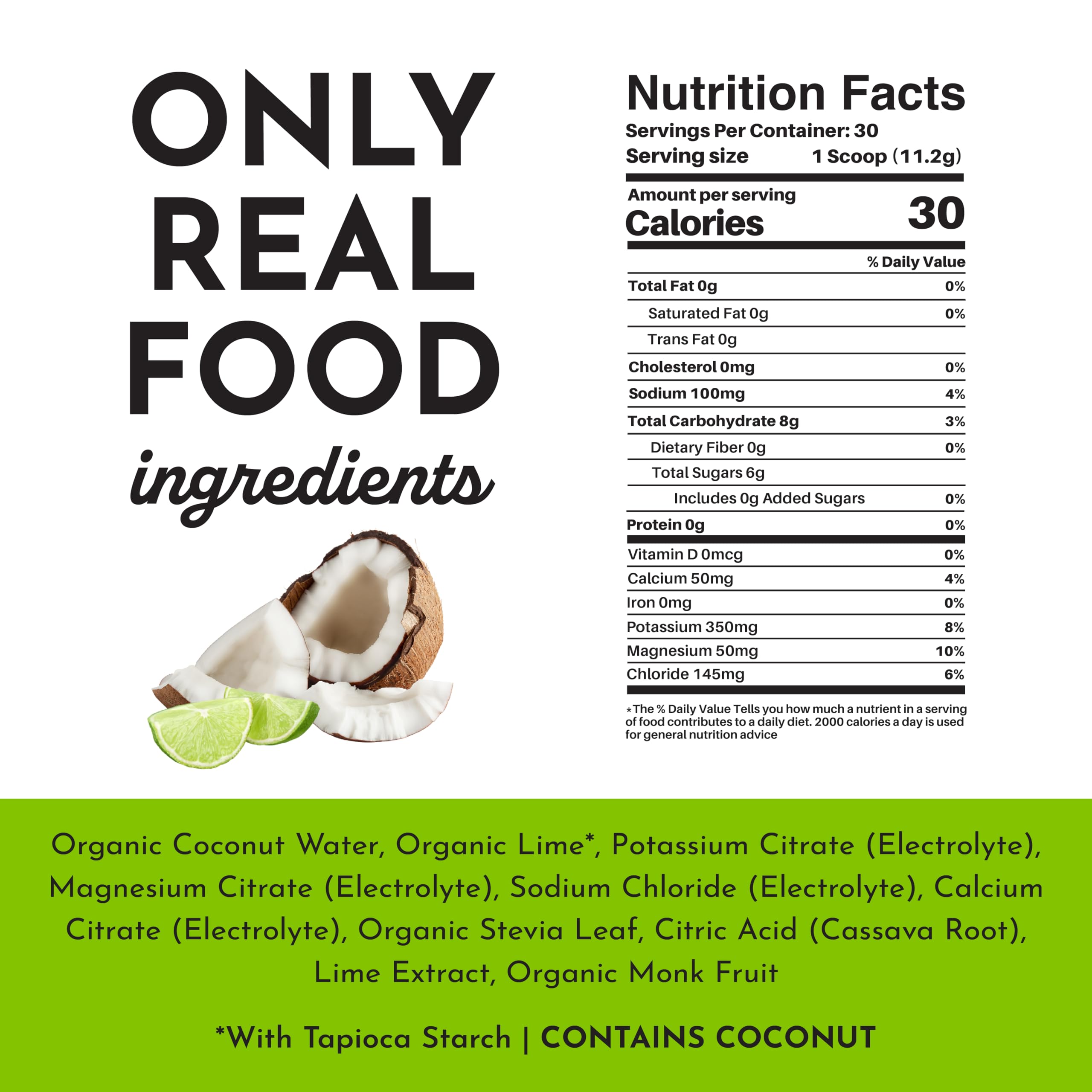 Just Ingredients Coconut Lime Electrolytes real fruit extracts emphasize natural flavor