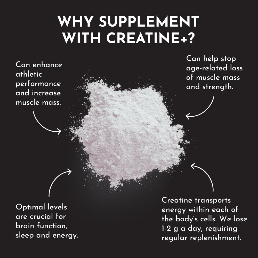 JUST INGREDIENTS creatine monohydrate powder in glass with liquid for easy mixing