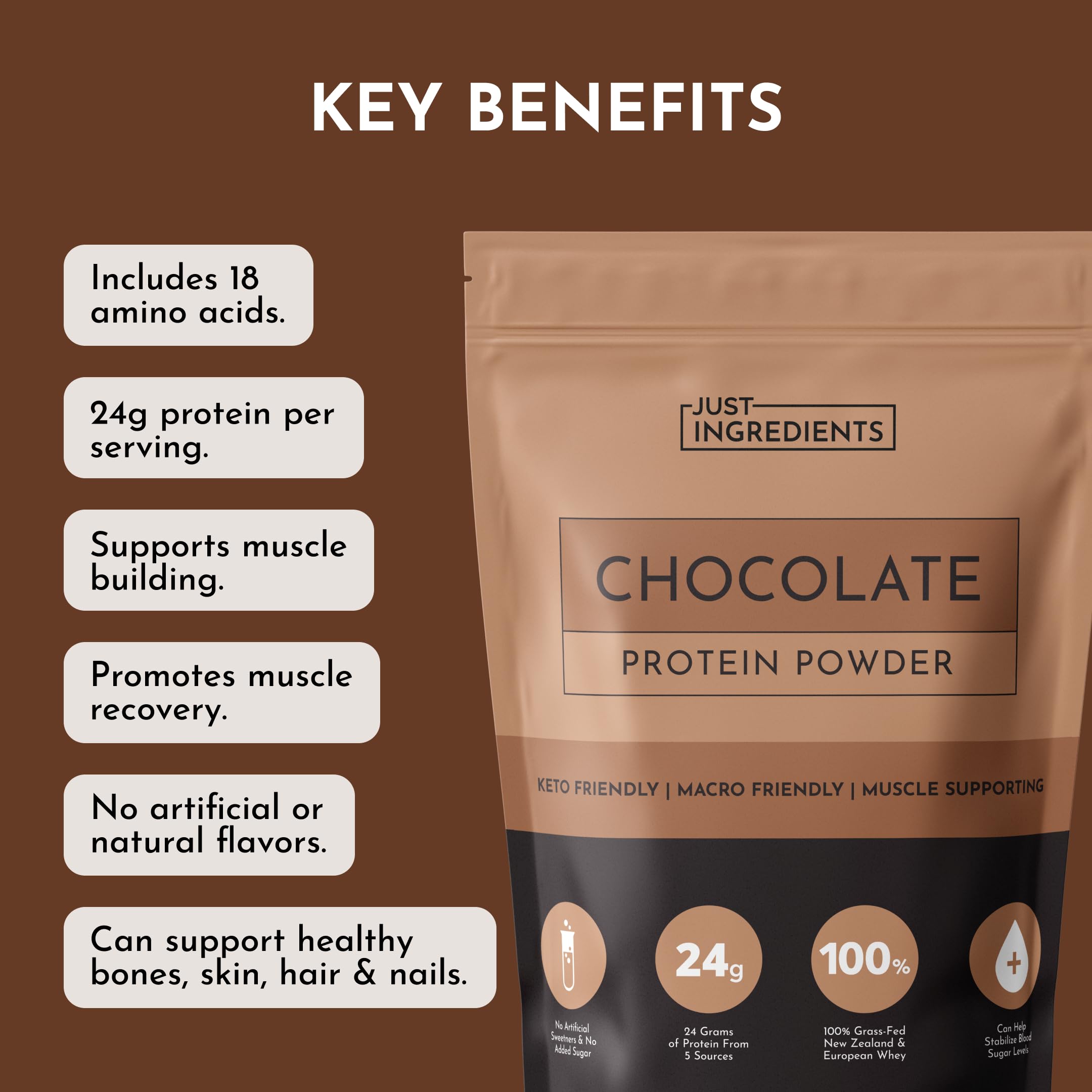 JUST INGREDIENTS gluten-free and soy-free formula image signals easy digestion.