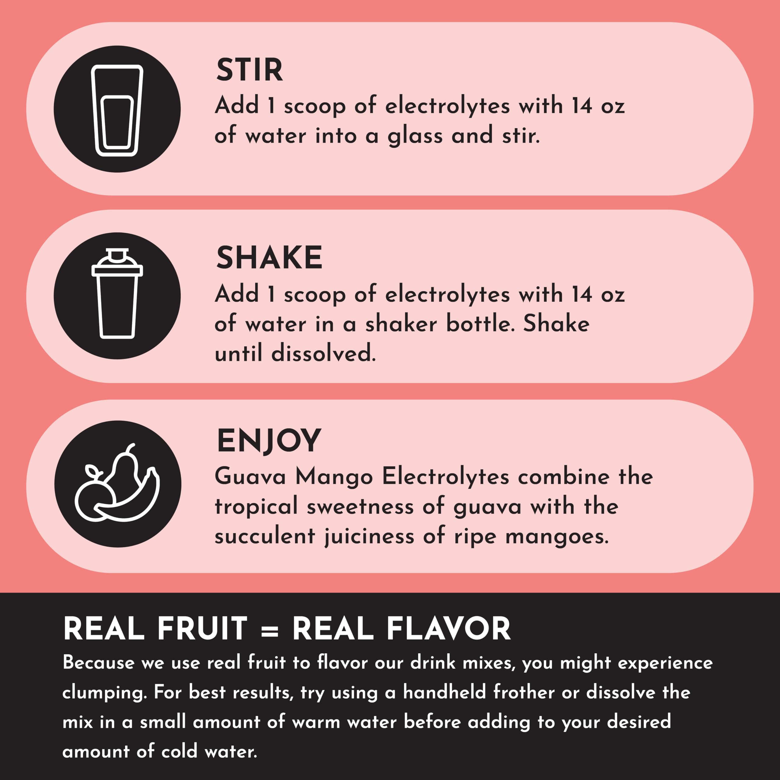 JUST INGREDIENTS Guava Mango Electrolytes coconut water detail signals hydration support
