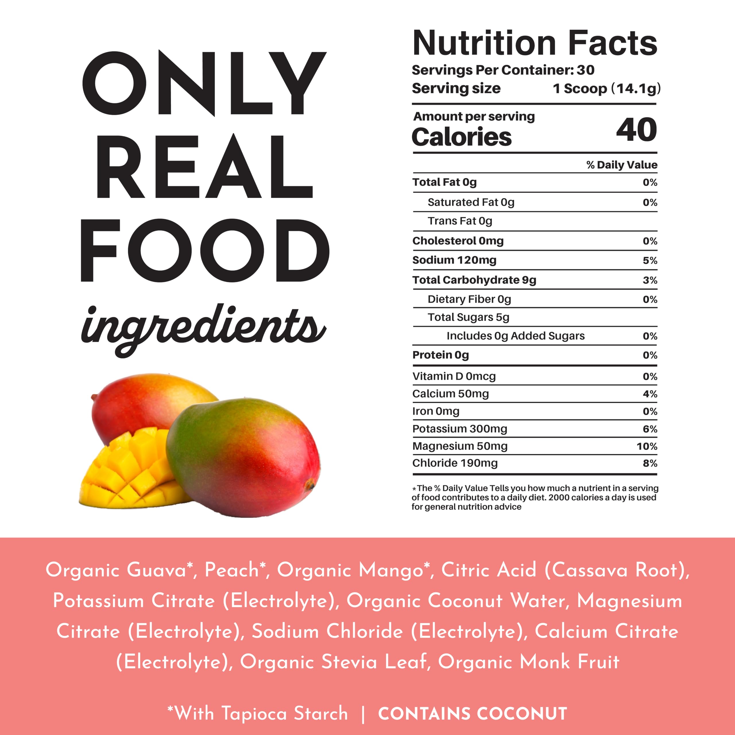 JUST INGREDIENTS Guava Mango Electrolytes ready-to-drink glass for quick refreshment