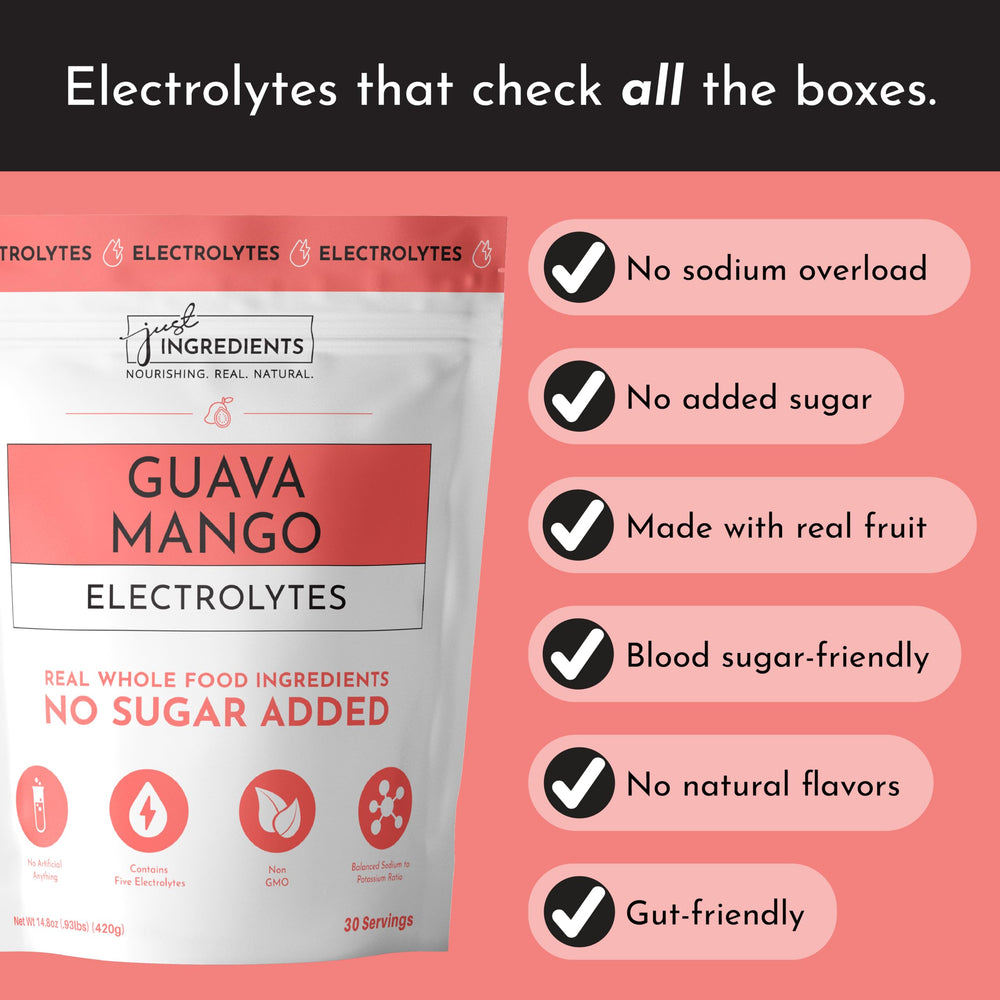 JUST INGREDIENTS Guava Mango Electrolytes sea salt minerals hint balance