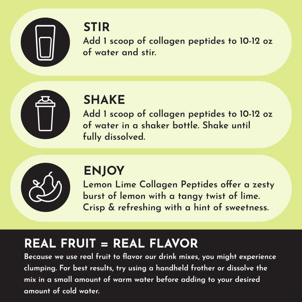JUST INGREDIENTS Lemon Lime Collagen provides 20 g protein per serving