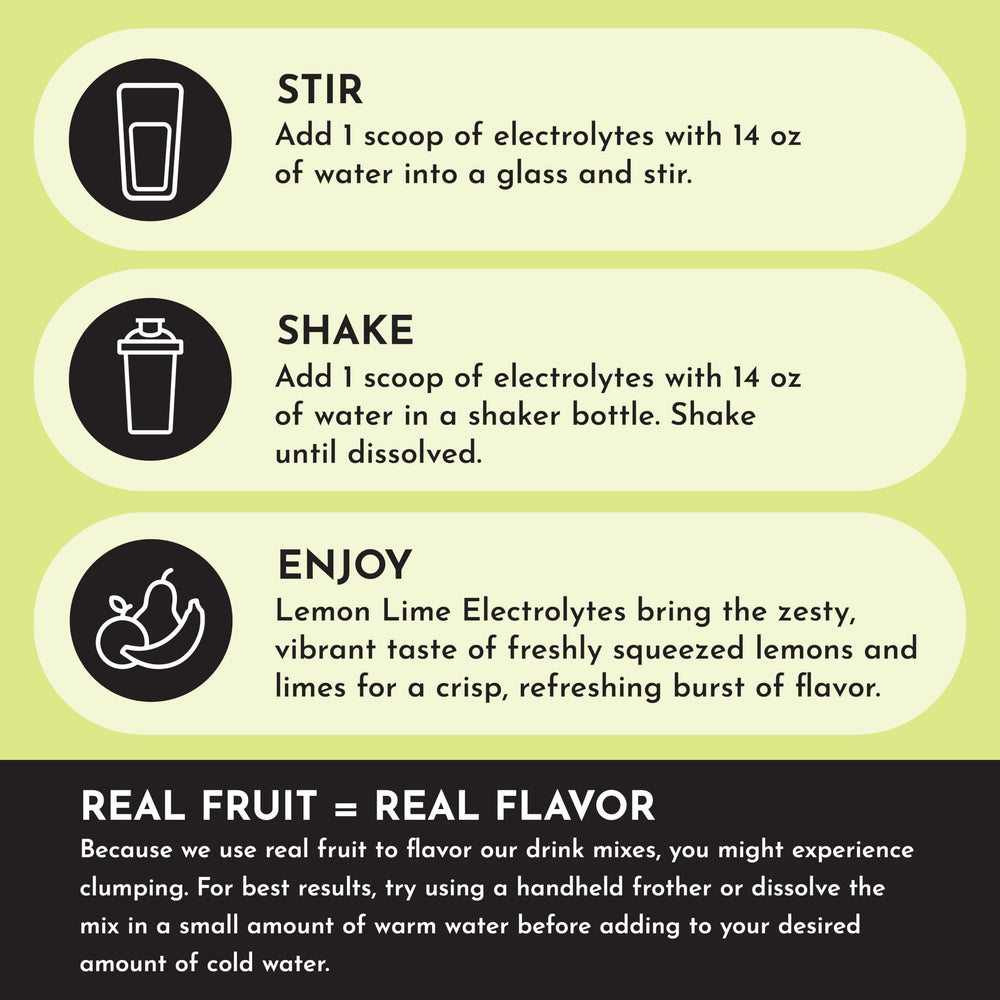 JUST INGREDIENTS Lemon Lime Electrolytes workout bottle ready for pre and post exercise hydration.
