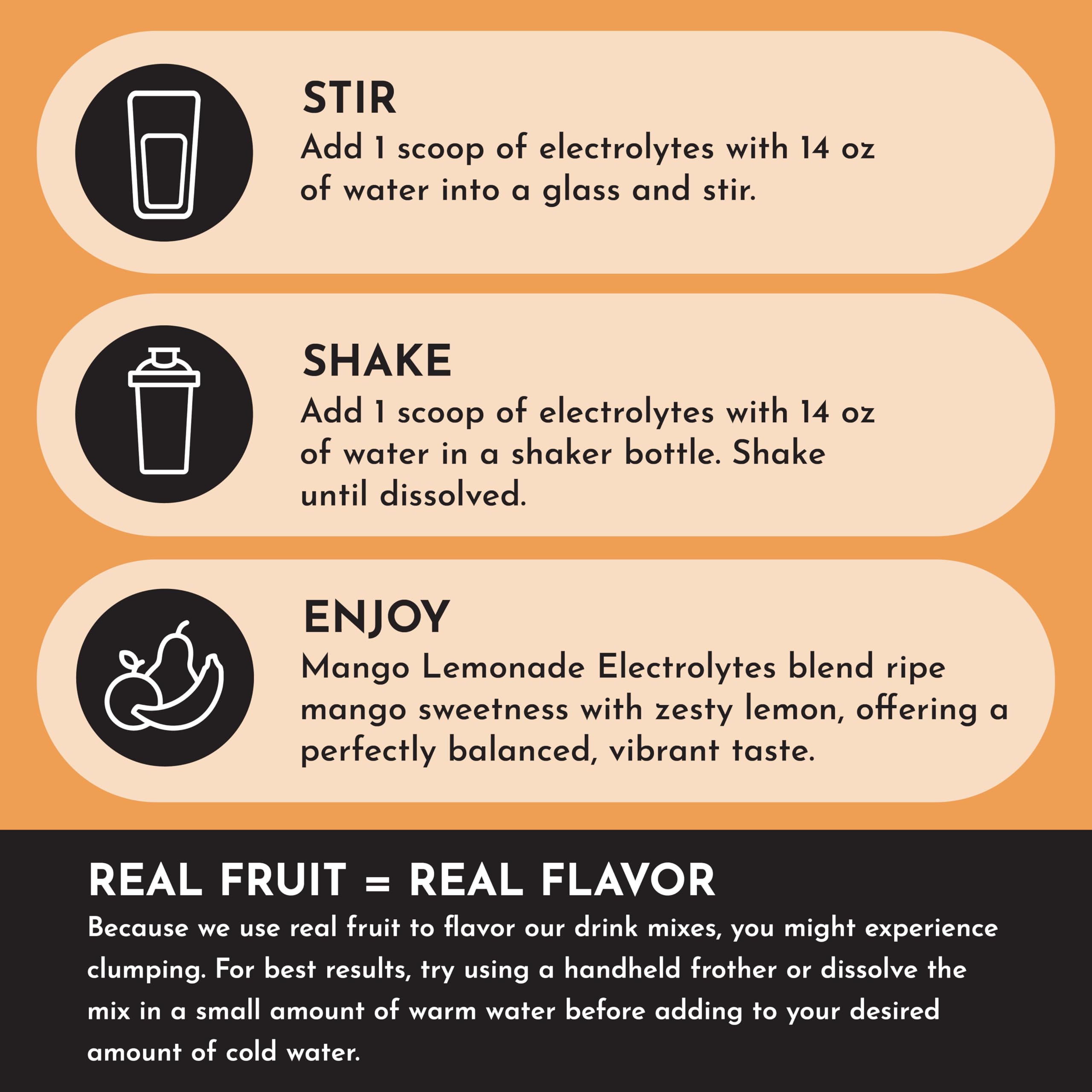 Packaging of JUST INGREDIENTS Mango Lemonade with 30 servings for daily hydration.