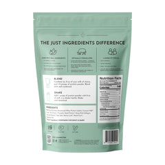 Just Ingredients Mint Chocolate Protein Powder scoop closeup ready to mix