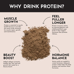 Just Ingredients protein powder chocolate label, highlights grass-fed whey and clean ingredients.
