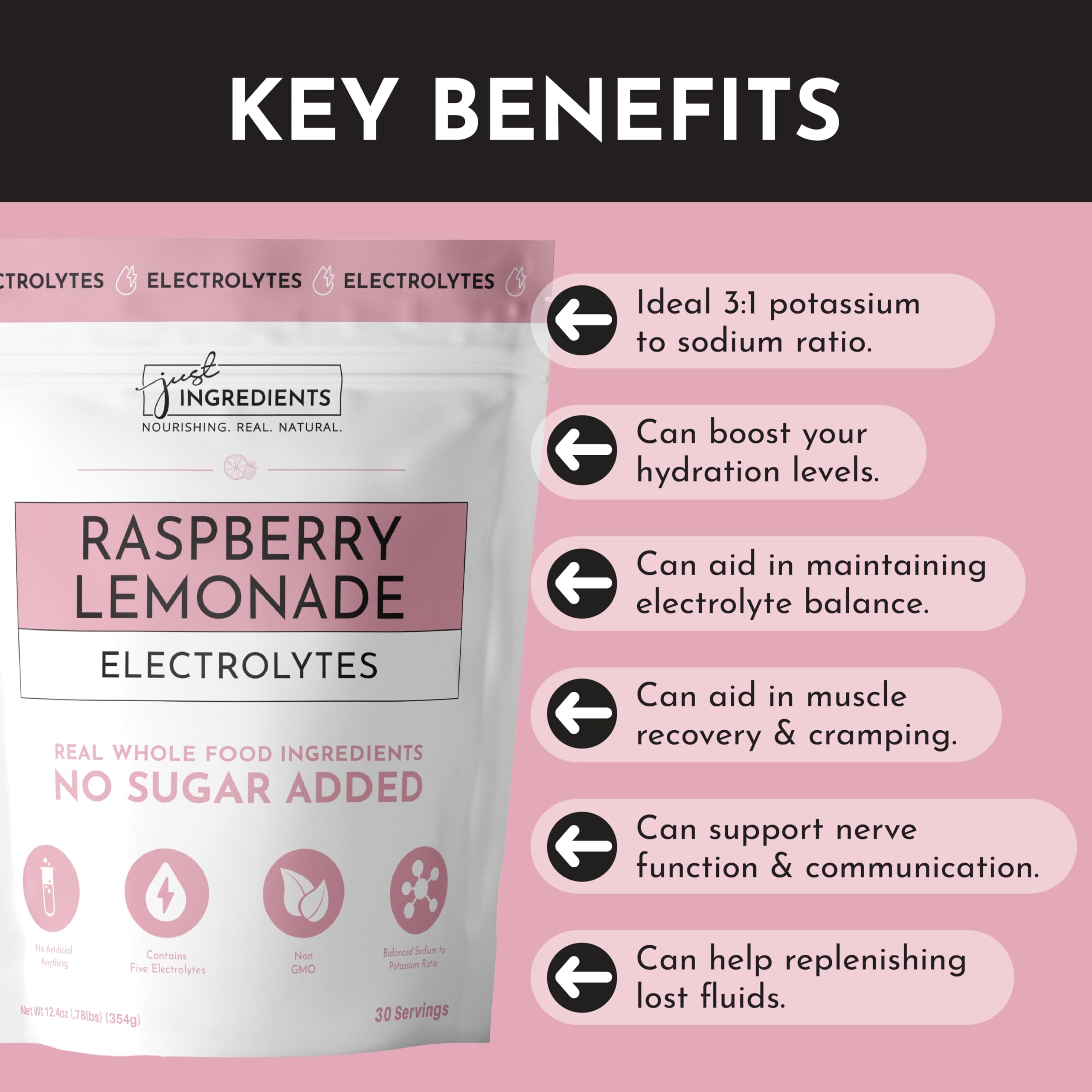 Dissolving Raspberry Lemonade Electrolytes in water reveals quick mix and refreshing taste