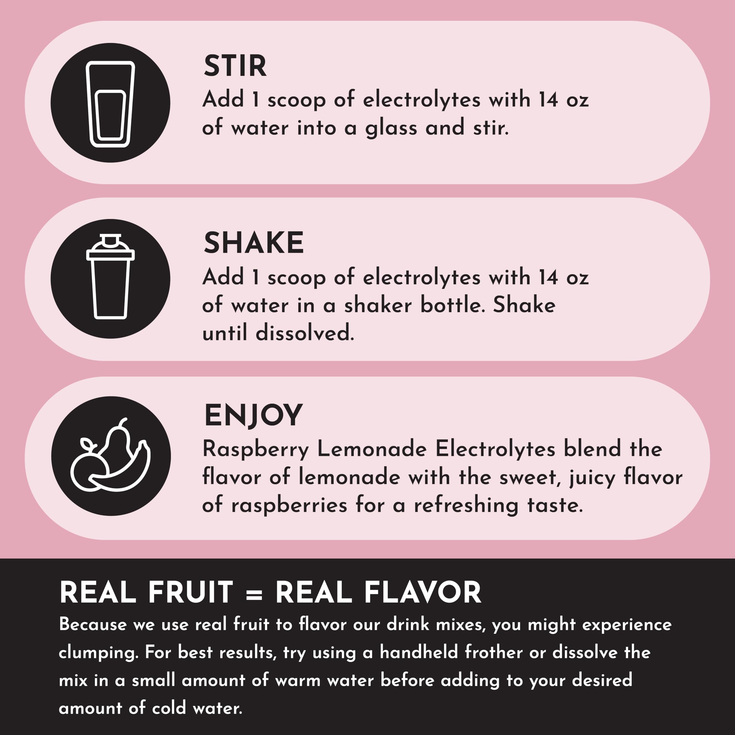 Raspberry Lemonade Electrolytes scoop shows convenient serving