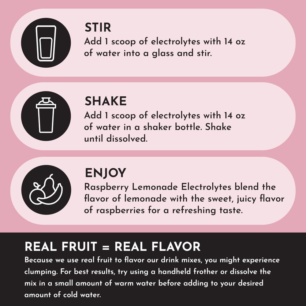 Raspberry Lemonade Electrolytes scoop shows convenient serving