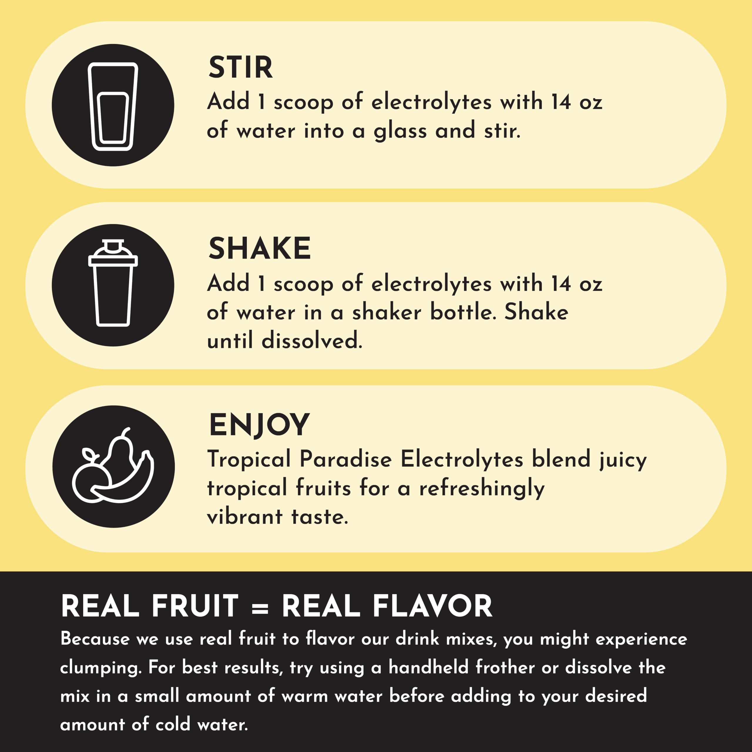 Just Ingredients Tropical Paradise Electrolytes powder pack dissolves easily for daily hydration