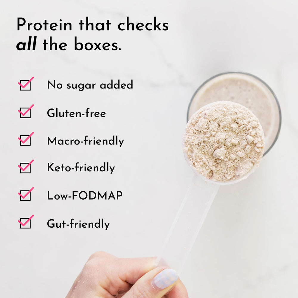 JUST INGREDIENTS Vanilla Bean Protein Powder in shake demonstrates versatile use.
