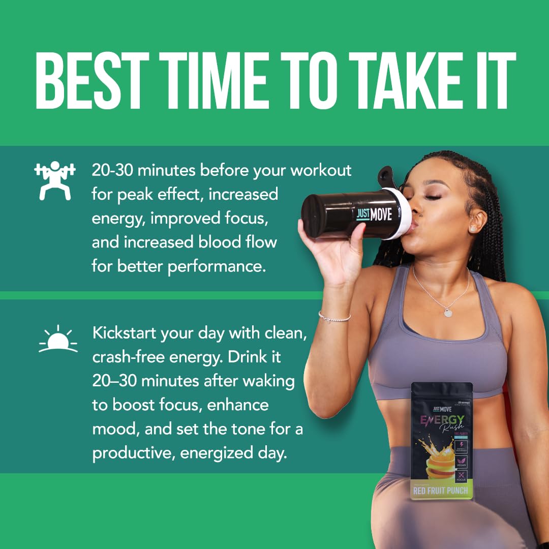 Just Move Sour Watermelon Energy Rush label closeup highlights ingredients