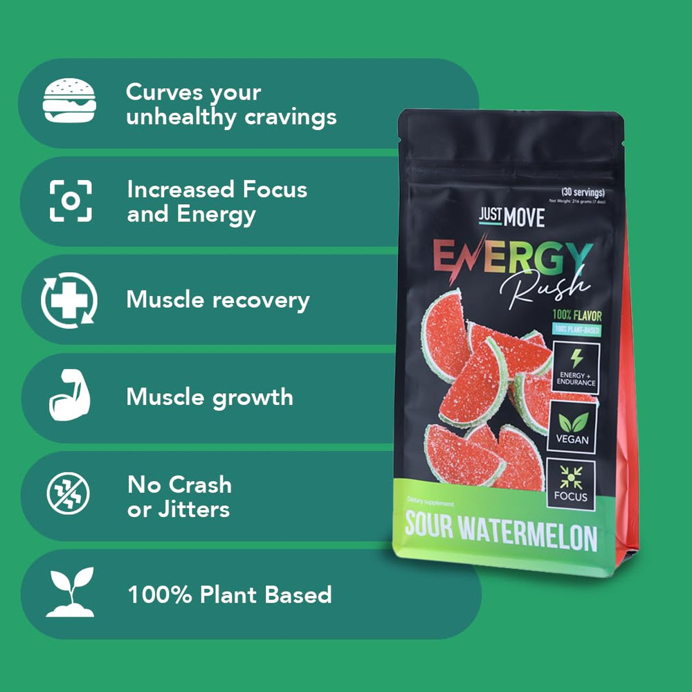 Just Move Sour Watermelon Energy Rush scoop for convenient serving