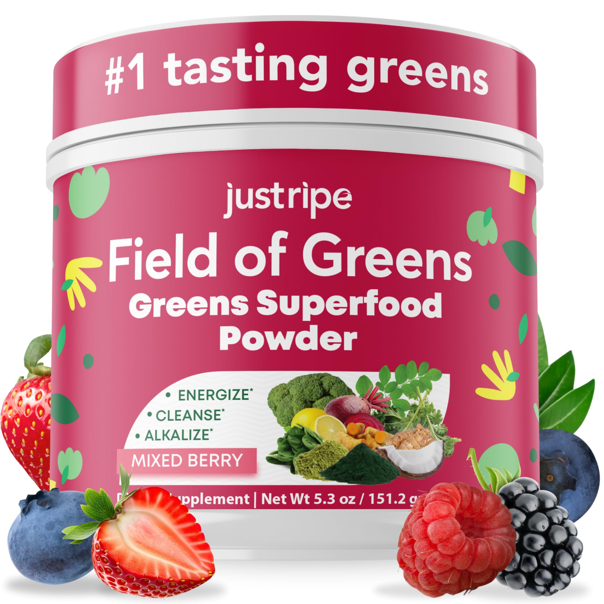 Just Ripe Field of Greens tub front-angle for daily greens ritual