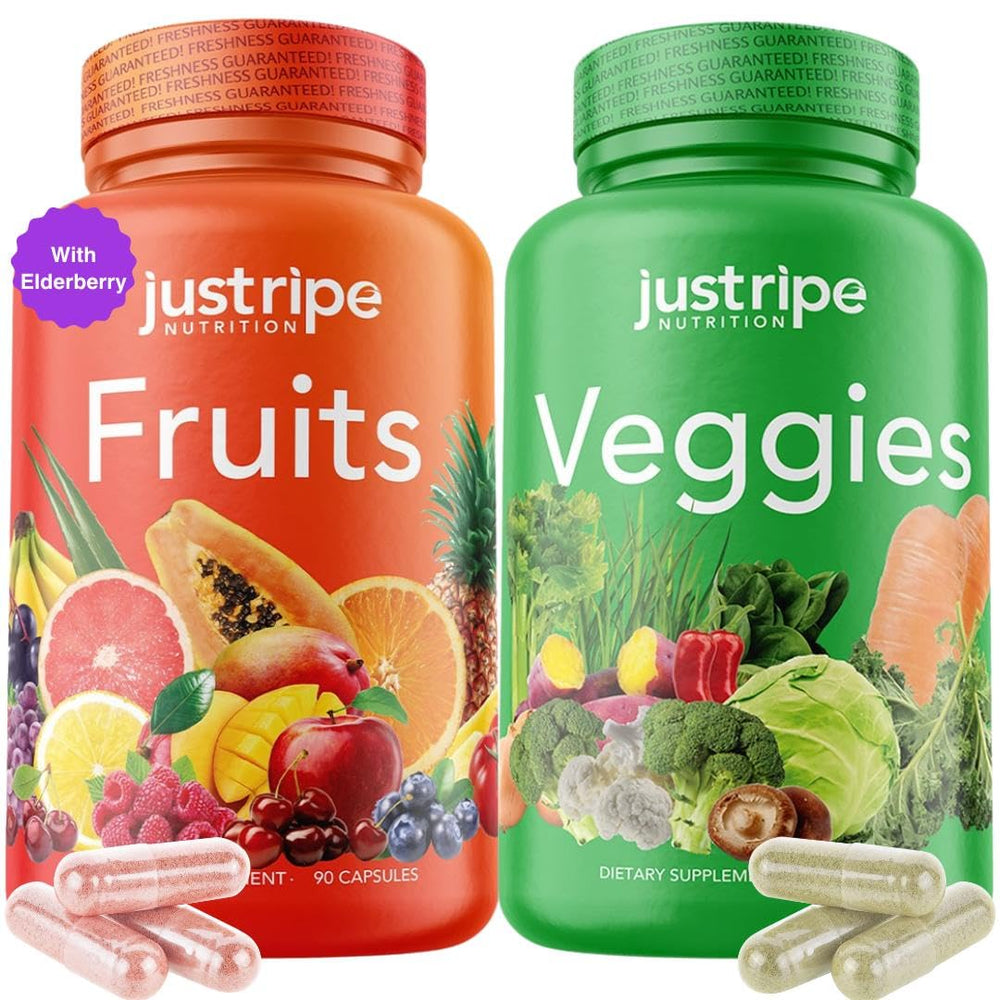 Just Ripe Nutrition fruits-veggies green-cap bottle for daily wellness