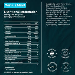 JustFloow Genius Mind capsules closeup highlighting capsules and mental energy