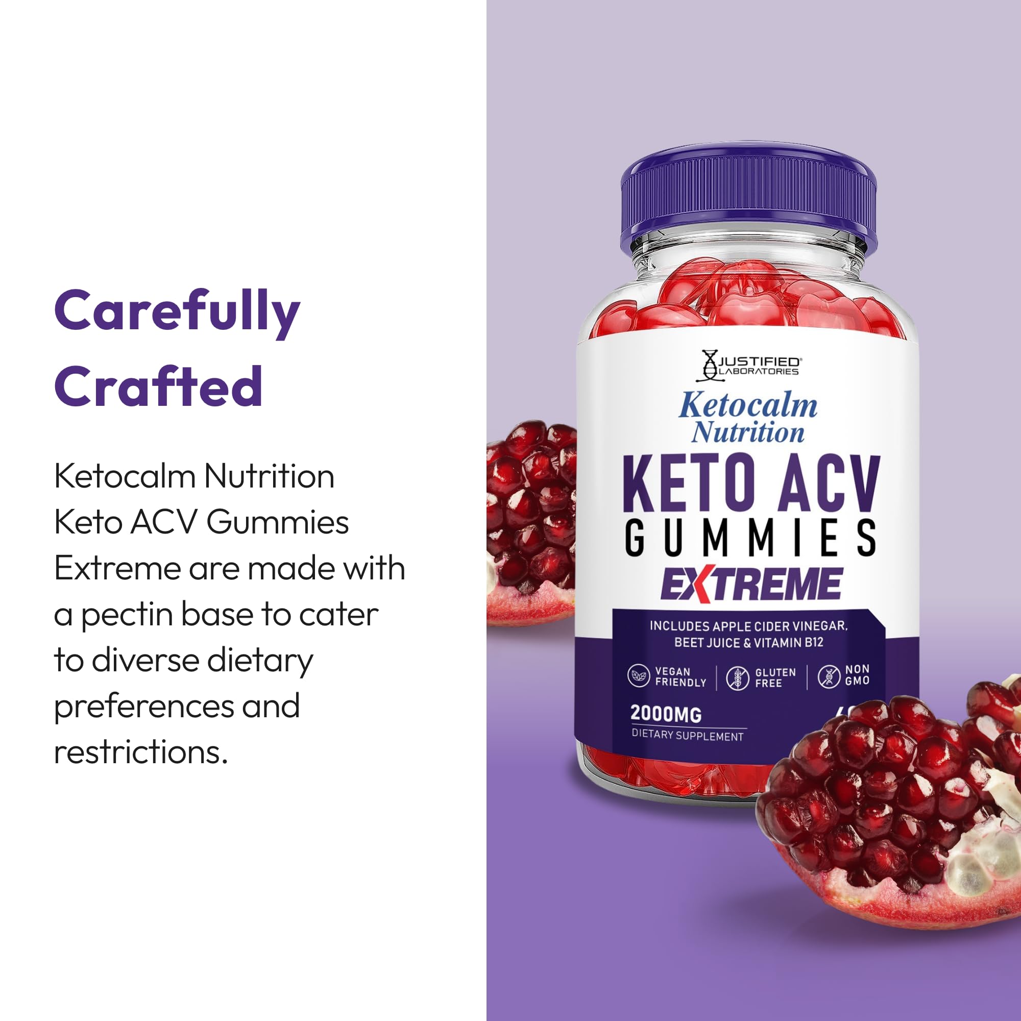 Justified Ketocalm Gummies ofrecen sabores deliciosos para un snack diario.
