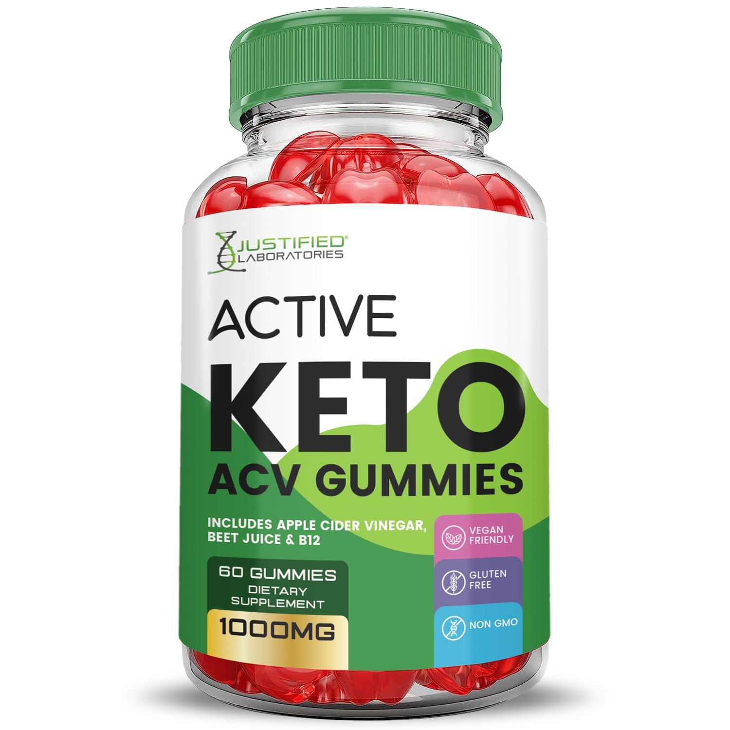 Justified Laboratories Active Keto ACV Gummies beet and pomegranate ingredients panel
