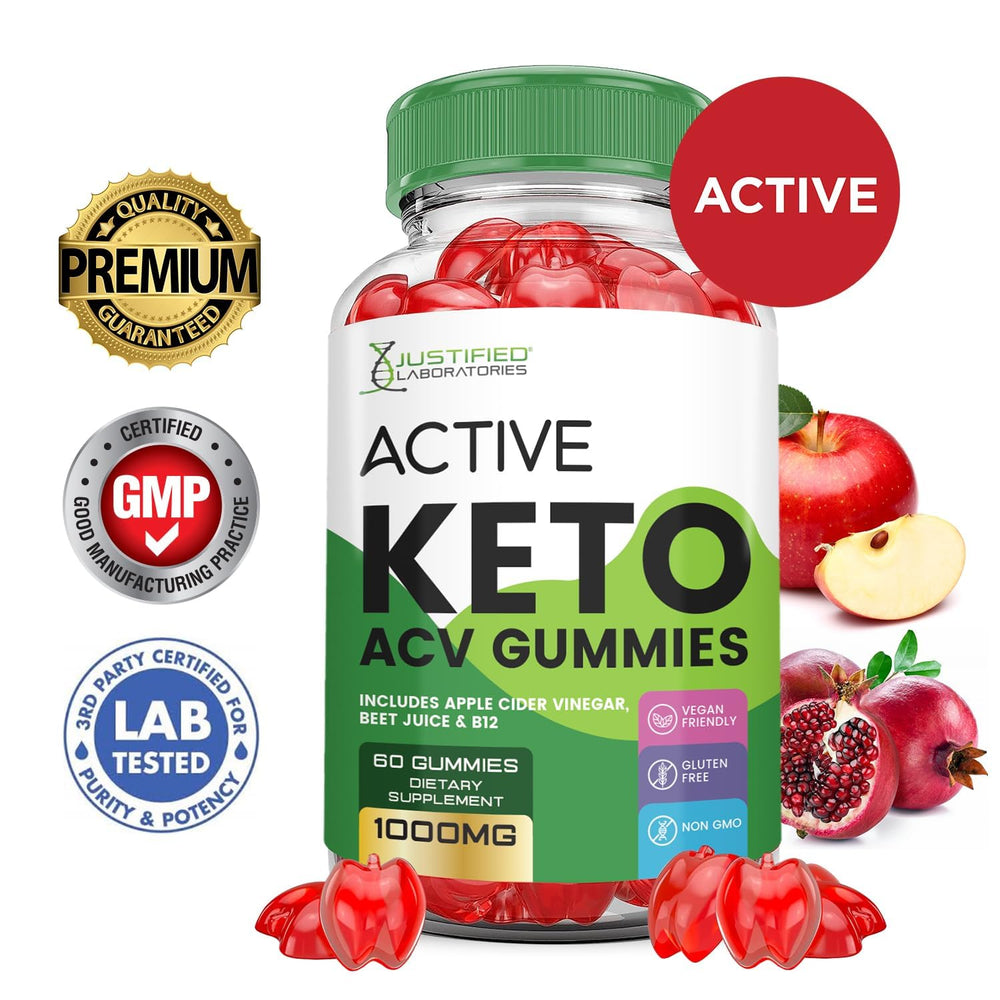 Justified Laboratories Active Keto ACV Gummies ingredient label with beet juice and pomegranate