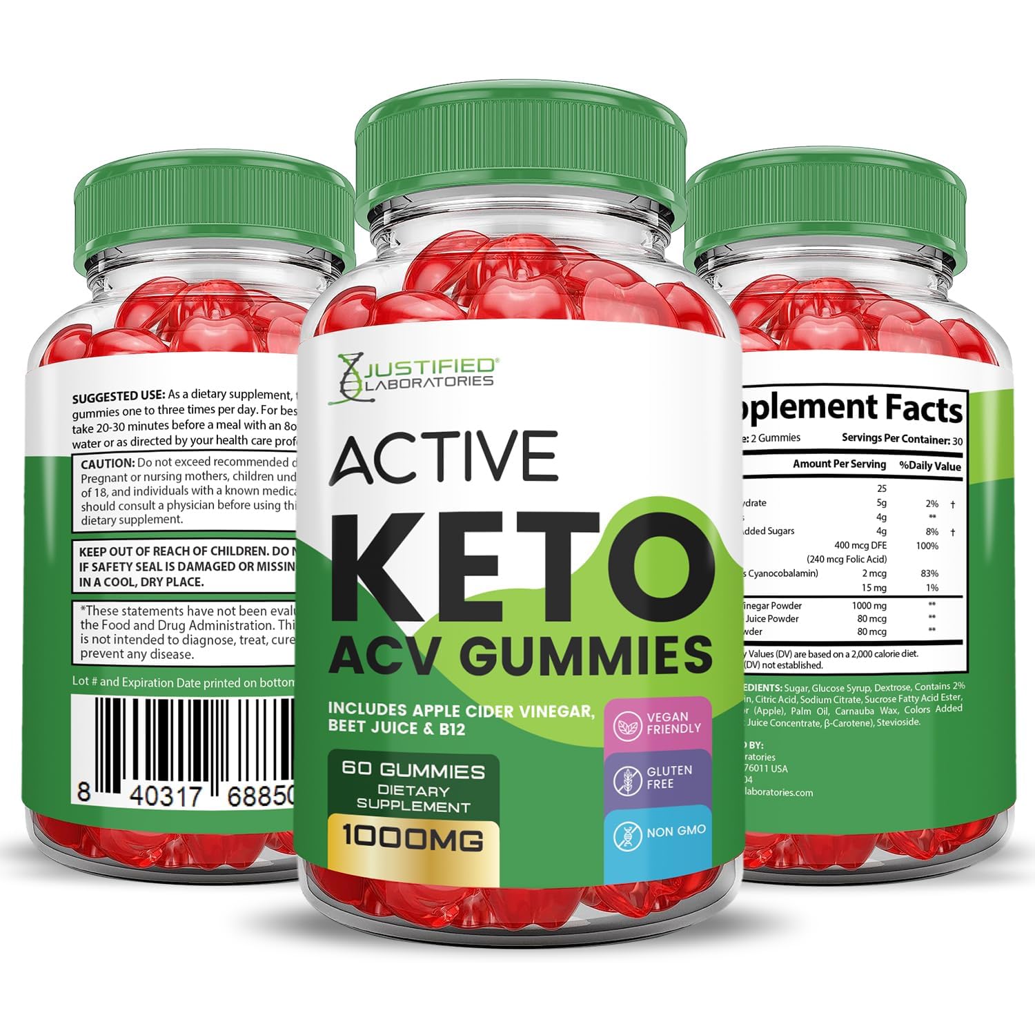 Justified Laboratories Active Keto ACV Gummies serving on table for daily routine use