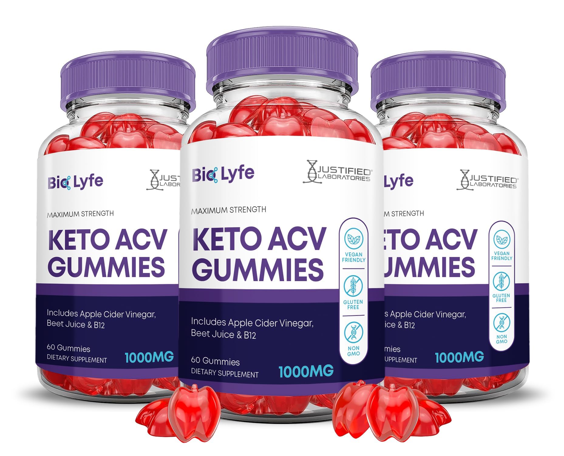 Justified Laboratories Bio Lyfe Keto ACV Gummies bottle for easy daily keto-friendly support