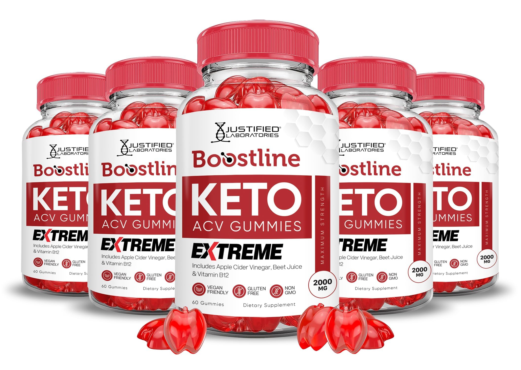 Justified Laboratories Boostline Keto ACV Gummies bottle for daily convenience and flavor.