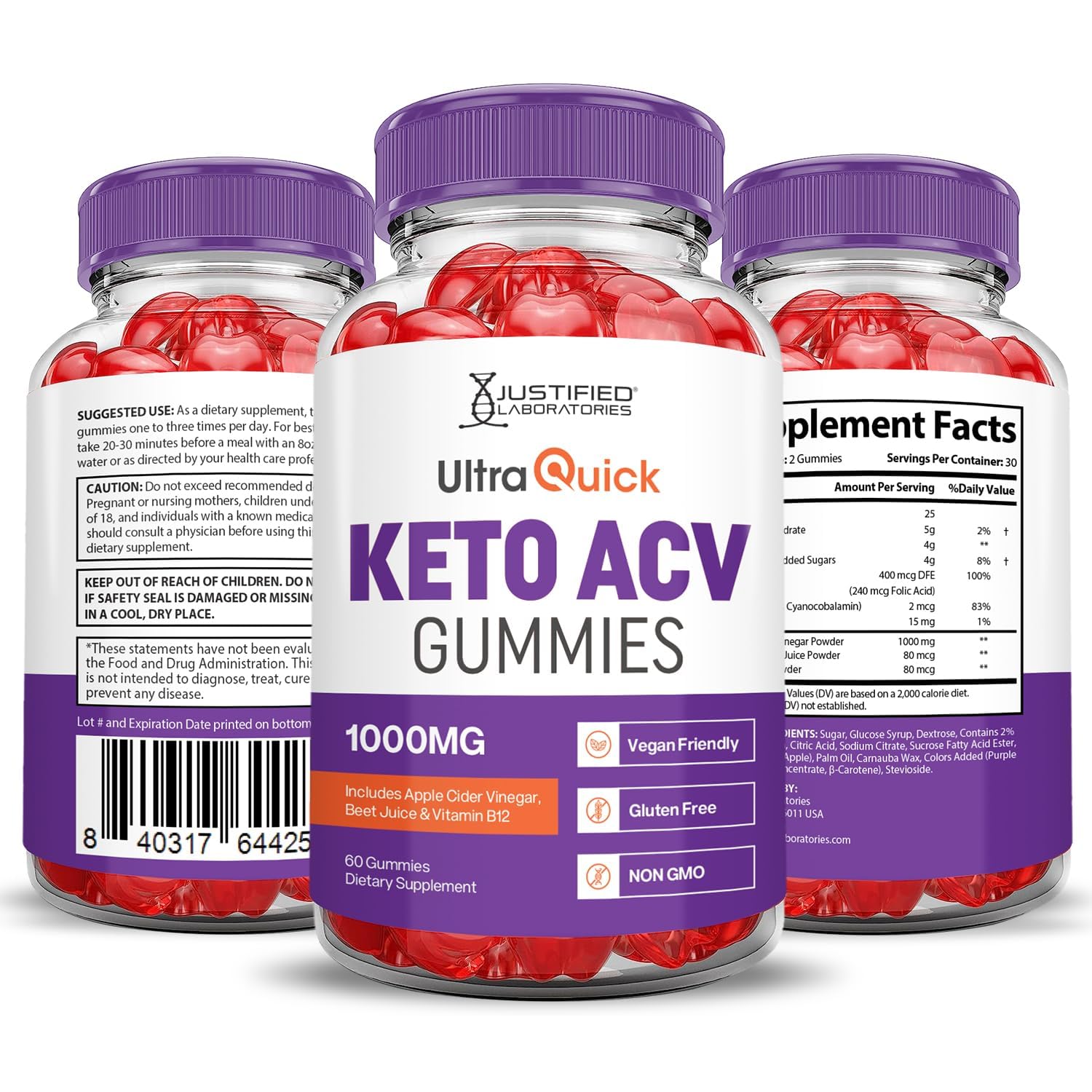 Justified Laboratories serving of gummies on calendar, supports simple daily routine.