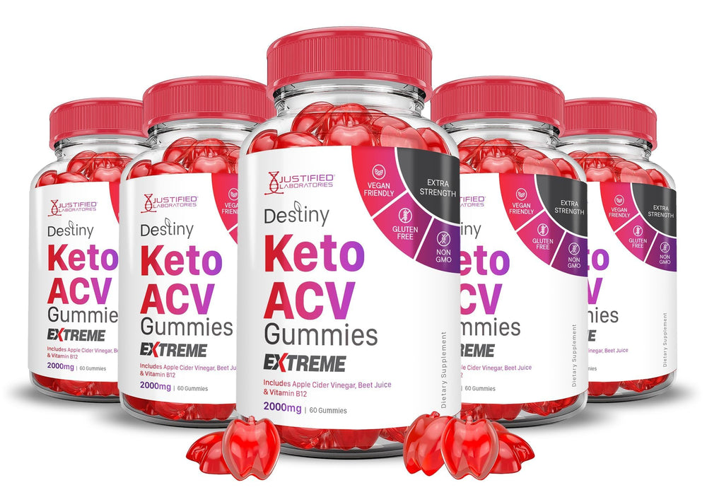 Justified Laboratories Destiny Keto ACV Gummies bottle for convenient daily support and tasty snacking.