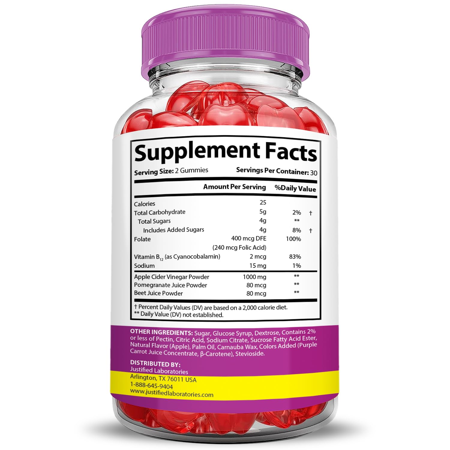 Justified Laboratories gummy texture close-up conveys soft chew and tasty satisfaction