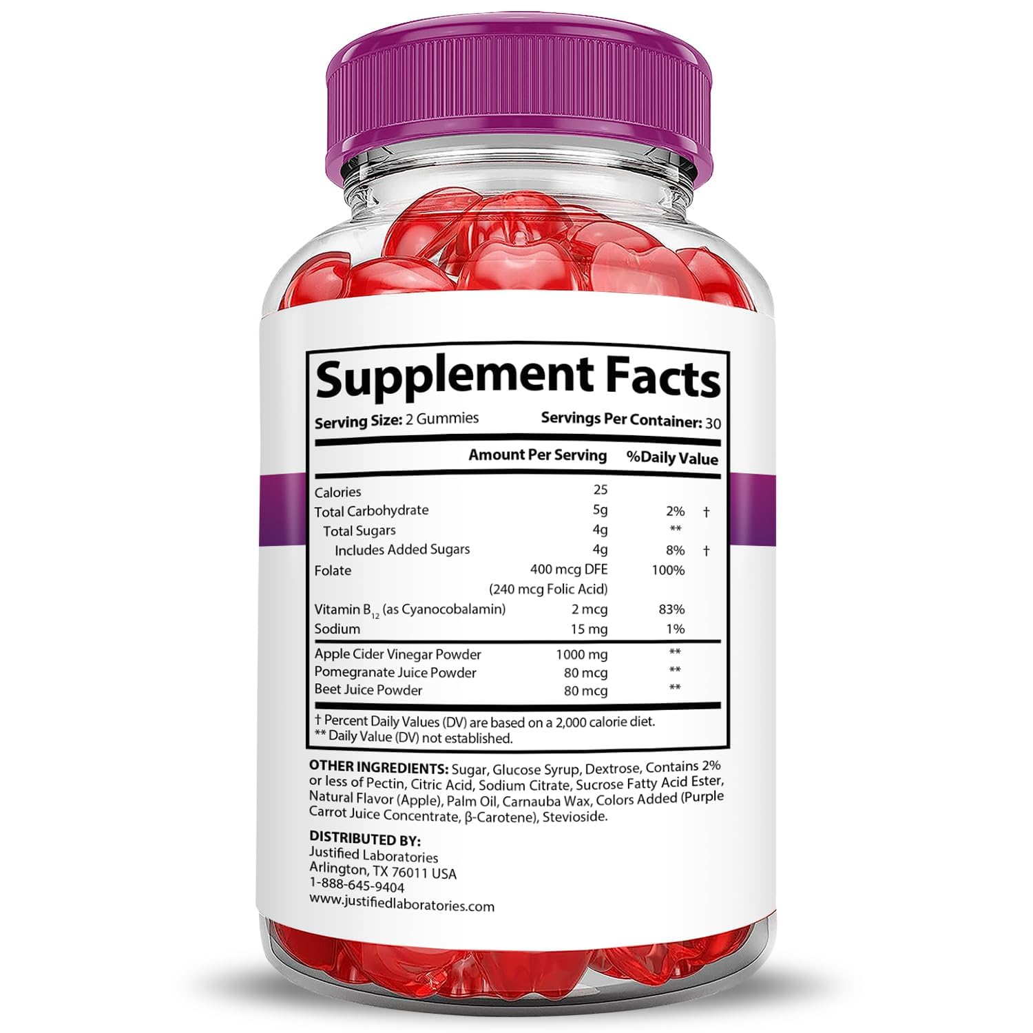 Two-pack of Justified Laboratories Fast Ripped Keto ACV gummies for easy daily chew