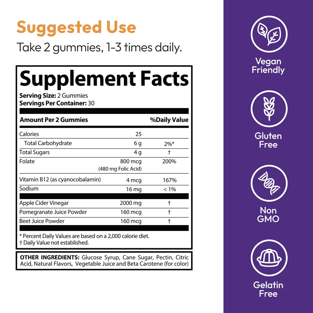 Justified Laboratories Fast Ripped ACV Gummies polvo remolacha granada, color natural.