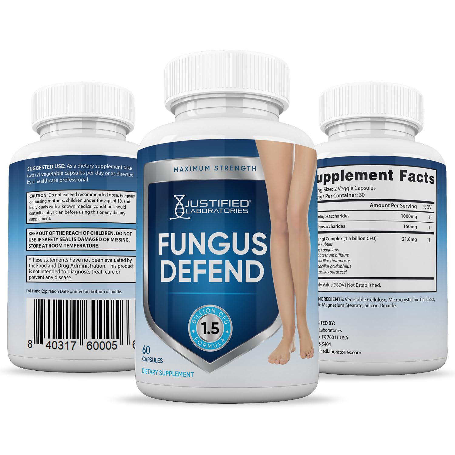 Justified Laboratories Fungus Defend close-up of capsules emphasizing probiotic blend