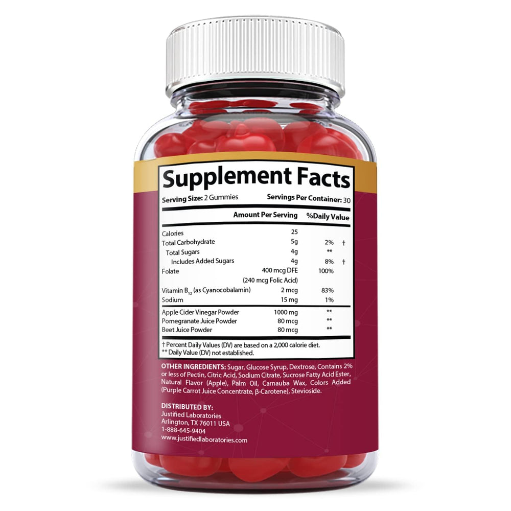 Justified Laboratories Great Results Keto ACV Gummies close-up showing chewy texture and flavor.