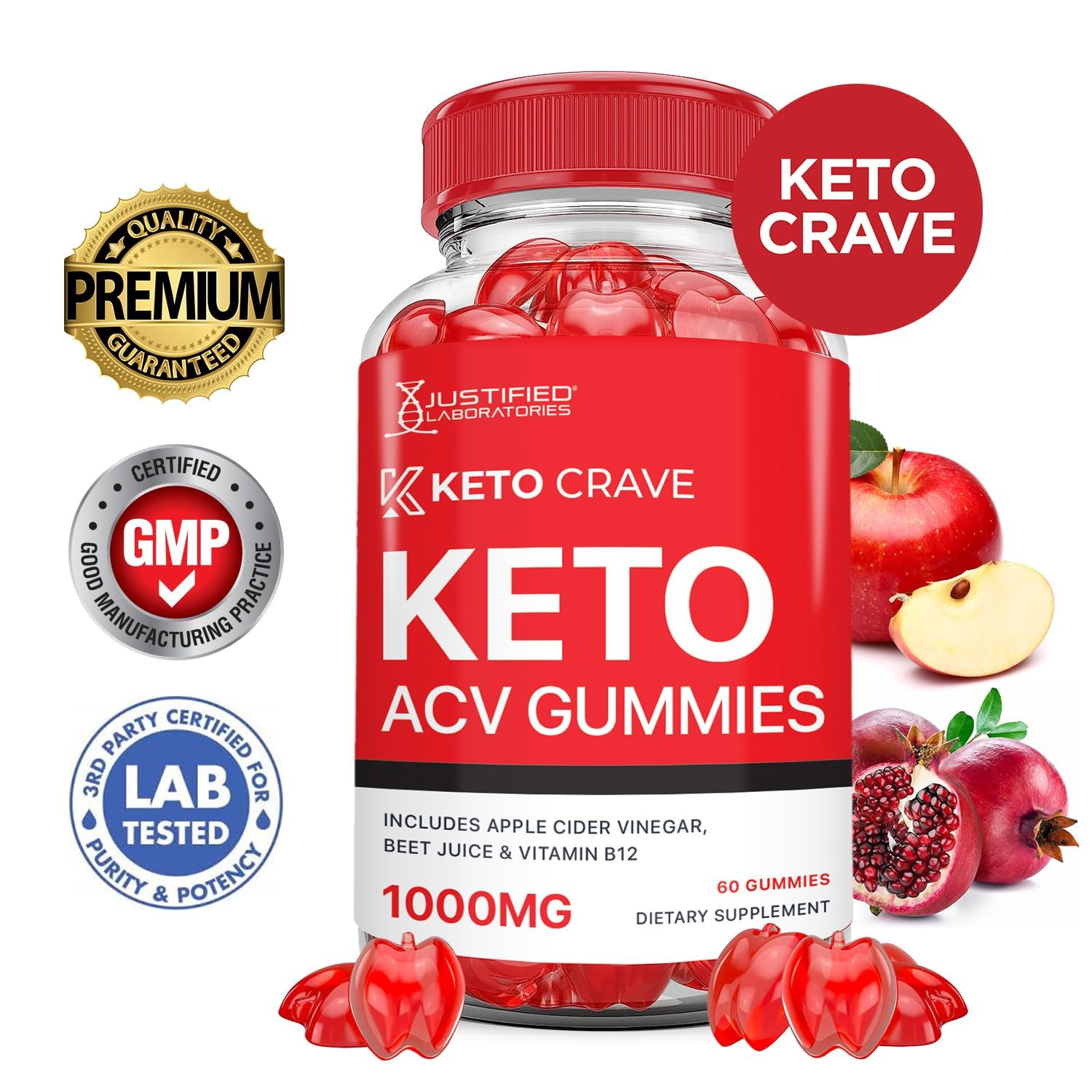 Justified Laboratories Keto ACV Gummies ingredients beet juice, showing natural color and nutrient blend