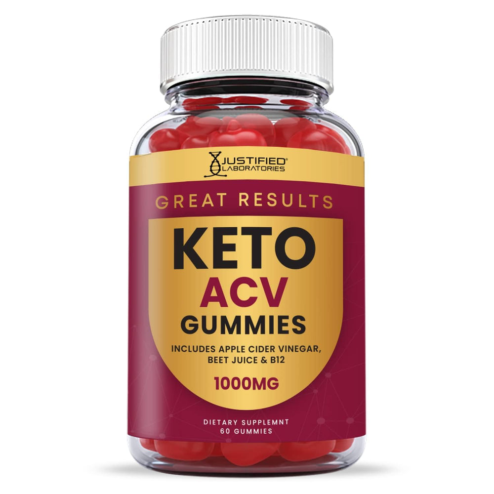 Justified Laboratories Keto ACV Gummies with pomegranate juice flavor infusion.