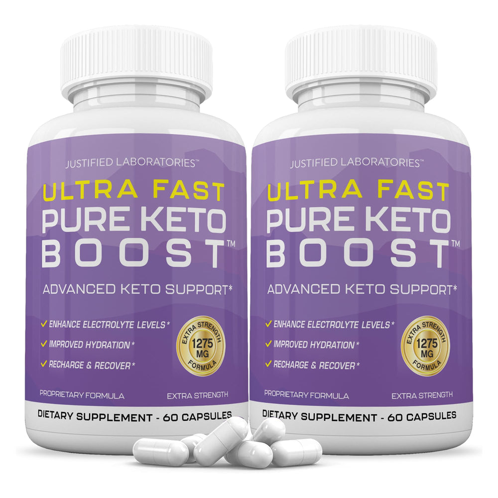 Justified Laboratories Keto Boost bottle being poured supports ketosis routines.