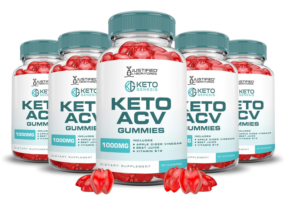 Justified Laboratories Keto Genesis gummies bottle with apple cider vinegar boosts daily wellness.