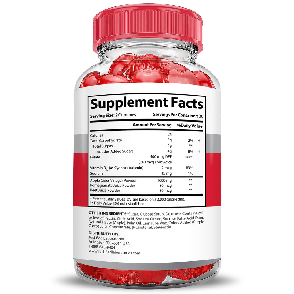 Justified Laboratories Keto Rush ACV Gummies GMP facility badge implies quality control.