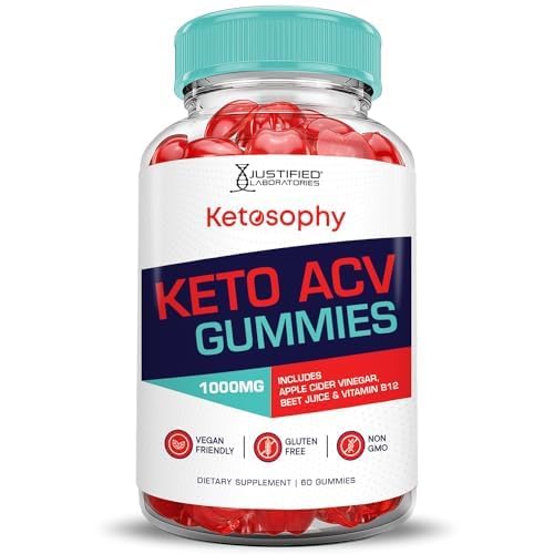 Justified Laboratories Ketosophy gummies vegan non-GMO badge on packaging.