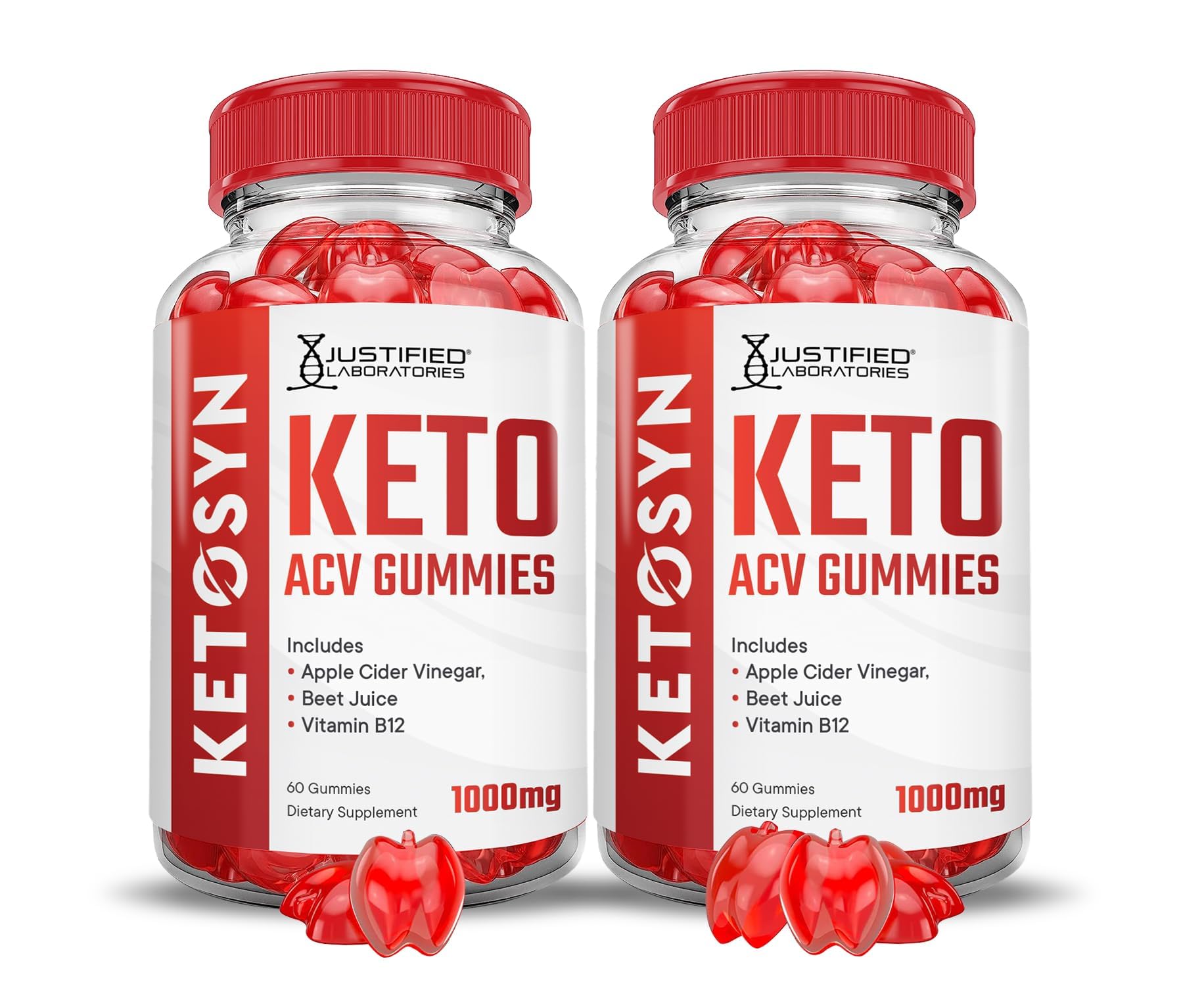 Justified Laboratories Ketosyn Keto Gummies bottle for easy daily use and flavor
