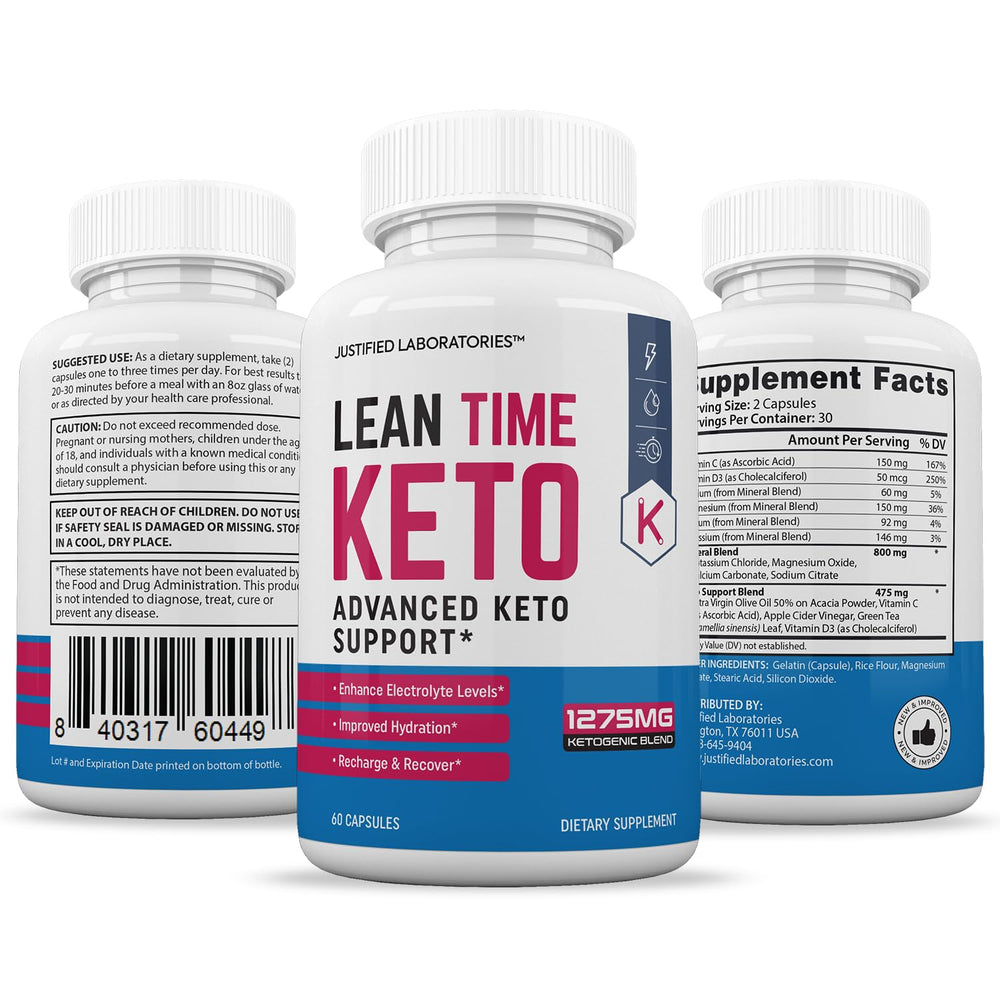 Justified Laboratories Lean Time Keto Pills 3-pack box display for online shoppers