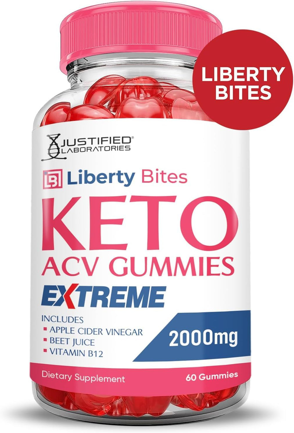 Liberty Bites gummies shown as vegan, non-GMO, gluten-free options.