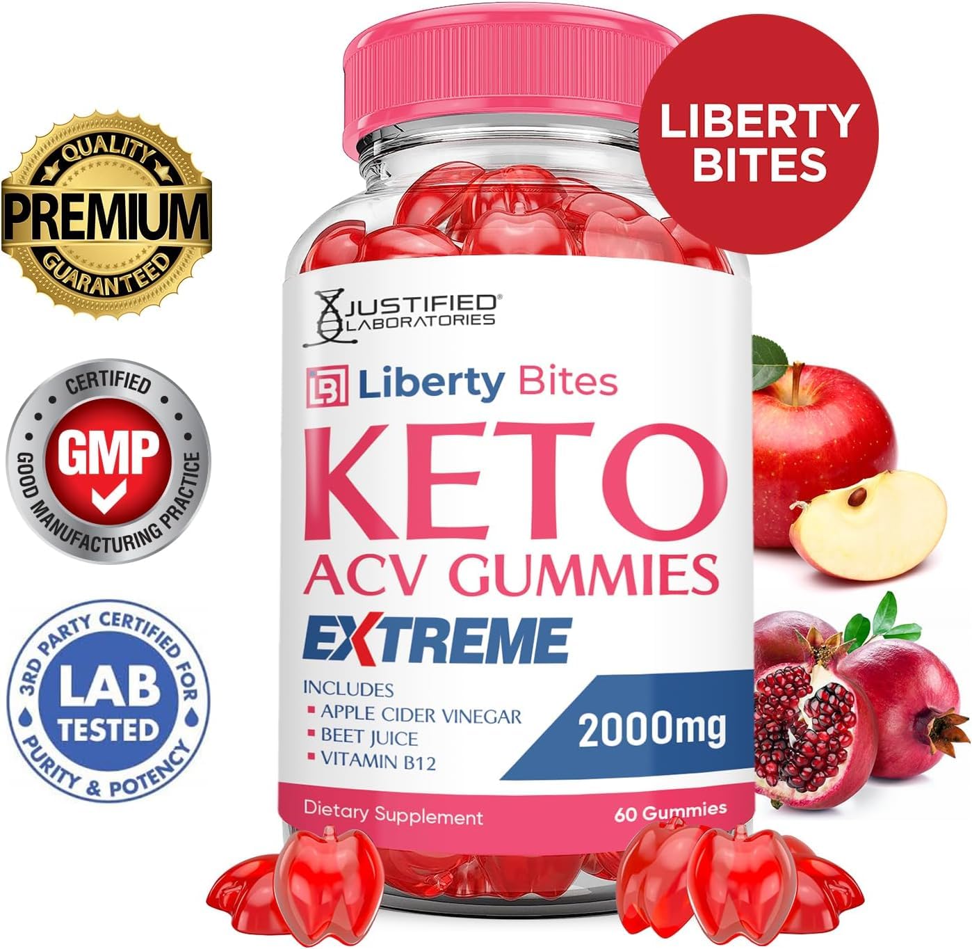 Liberty Bites label highlights beet juice and B12 ingredients.
