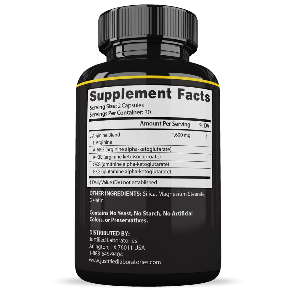 Justified Laboratories Maasalong Max label closeup showing ingredients and potency for men's health