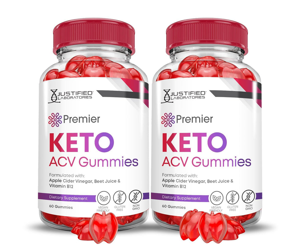 Justified Laboratories Premier Keto ACV gummies bottle front for convenient daily wellness.