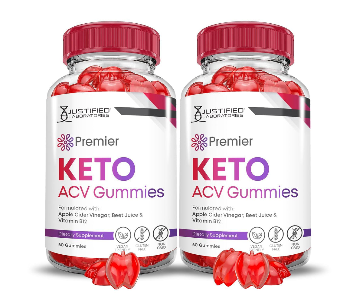 Justified Laboratories Premier Keto ACV gummies bottle front for convenient daily wellness.