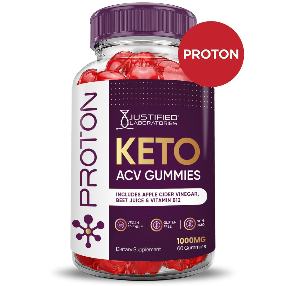 Justified Laboratories Proton Protein Keto ACV Gummies with B12 and folate for energy support.