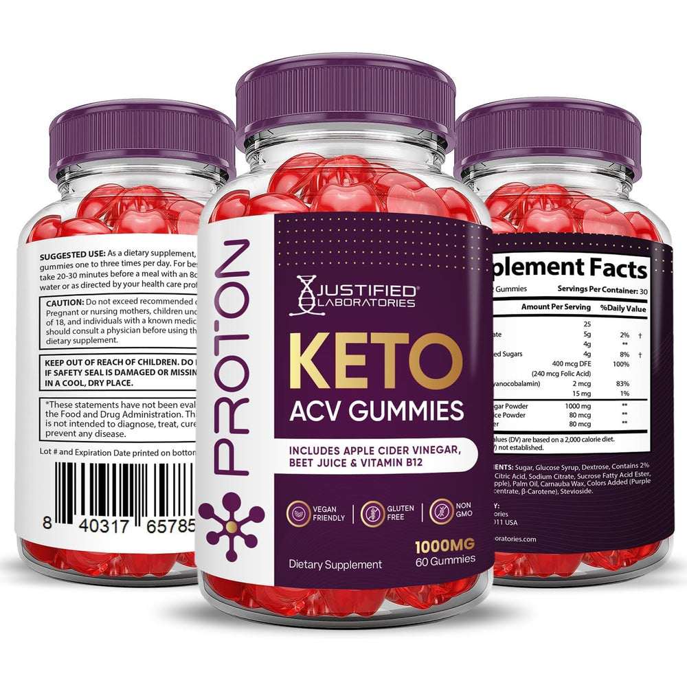 Justified Laboratories Proton Protein Keto ACV Gummies convenient daily take with breakfast.