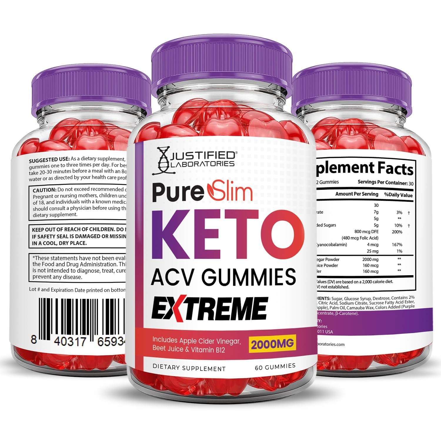 Justified Laboratories Pure Slim Keto ACV Gummies vegan quality with GMP-ready assurance